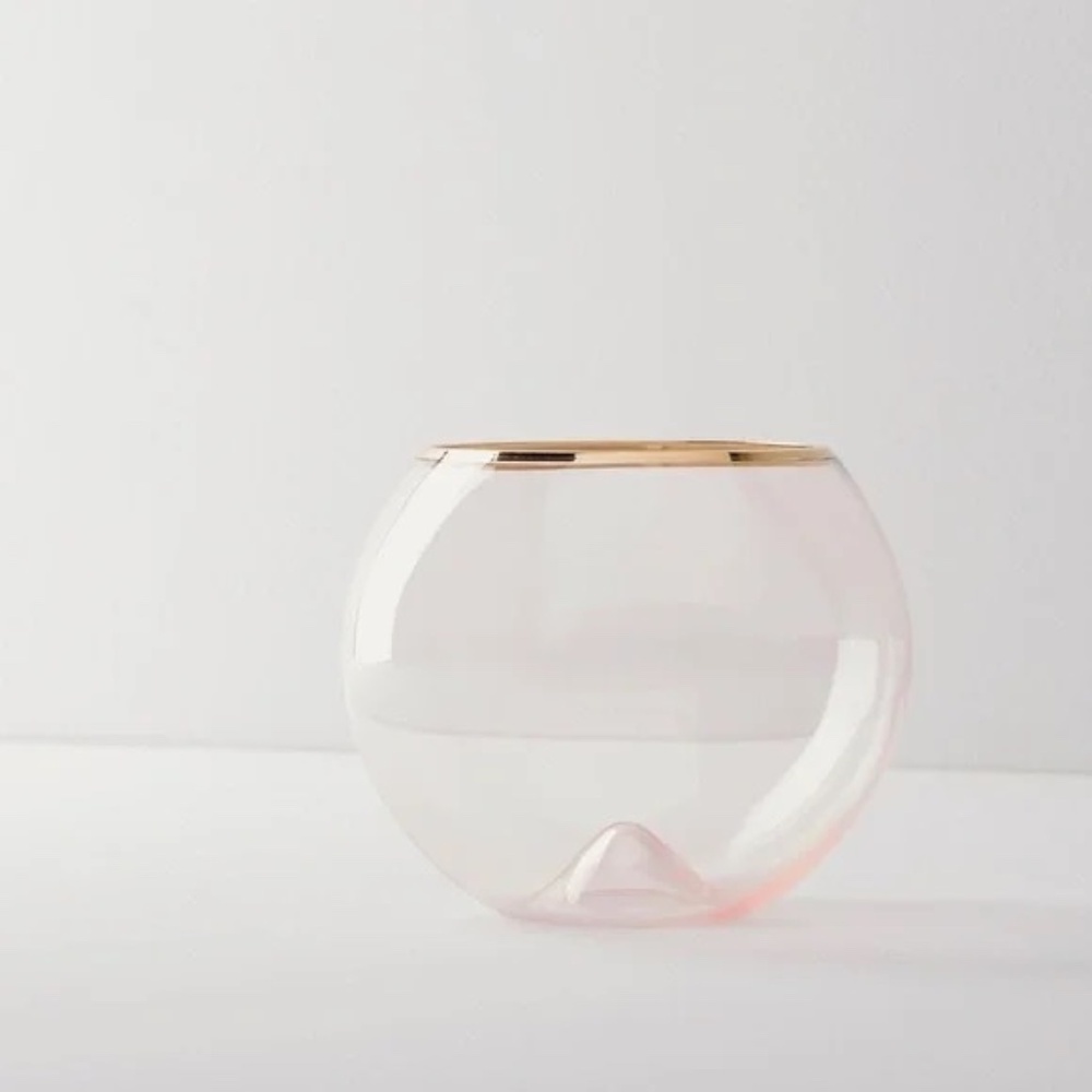 NWT Anthropologie Gilded Pink Stemless Wine Glass